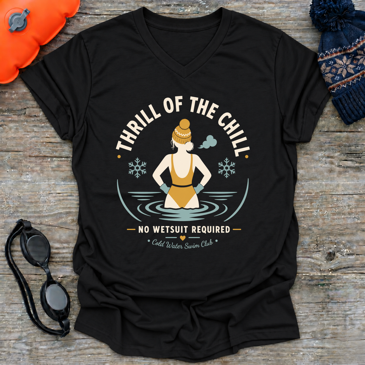No Wetsuit Thrills V Neck T Shirt