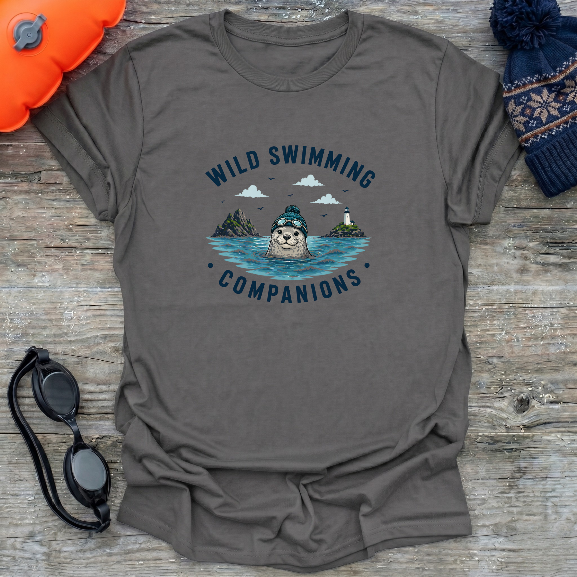 Seal In Beanie Cartoon T-Shirt