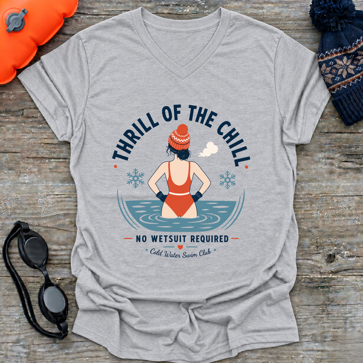 No Wetsuit Thrills V Neck T Shirt